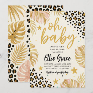 Invitación a Baby Shower de Safari Gold Leopard Pr