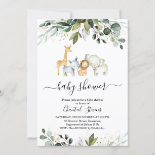 Invitación a Baby Shower de Safari Green Gold Foli