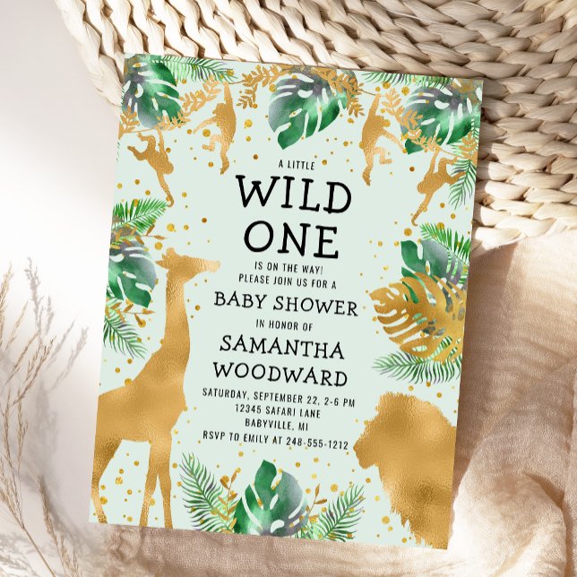 Invitación a Baby Shower de Safari Green Gold Neut (Subido por el creador)
