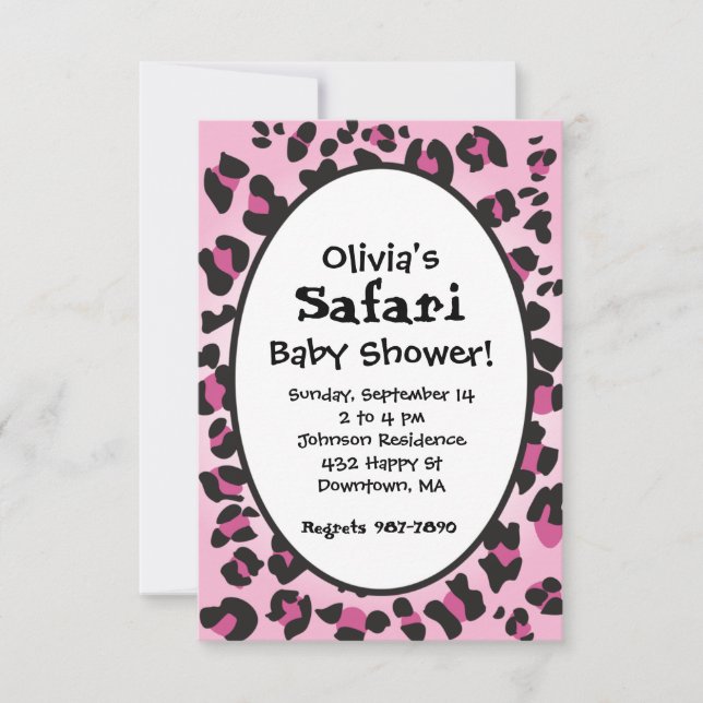 Invitación a Baby Shower de Safari impresa en leop (Anverso)