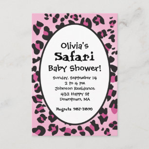 Invitación a Baby Shower de Safari impresa en leop