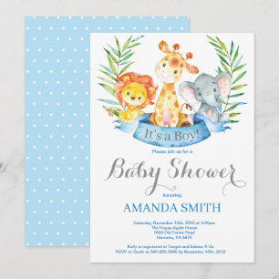 Invitación a Baby Shower de Safari Jungle Animals 