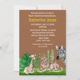 Invitación a Baby Shower de Safari Jungle Animals 