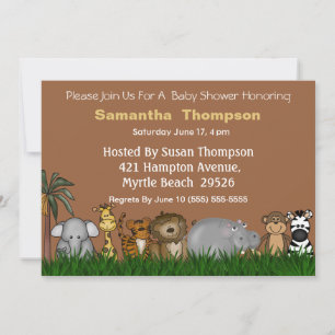 Invitación a Baby Shower de Safari Jungle Friends