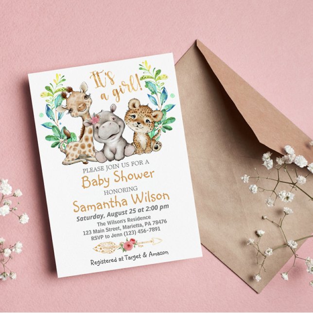Invitación a Baby Shower de Safari Wild Chica (Subido por el creador)