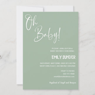 Invitación a Baby Shower de Sage Green