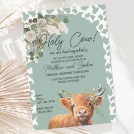 Invitación a Baby Shower de Sage Green Boho Holy C