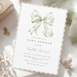 Invitación a Baby Shower de Sage Green Bow