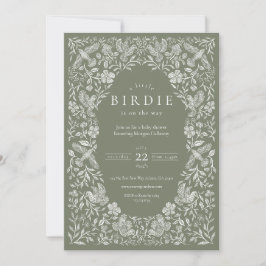Invitación a Baby Shower de Sage Green Floral Bird