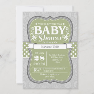 Invitación a Baby Shower de Sage Olive Green Gray