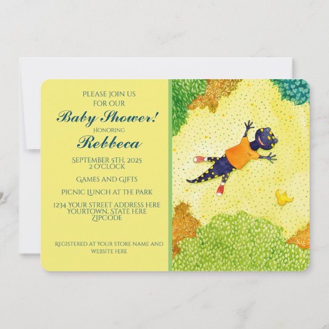 Invitación a Baby Shower de Salamander (Reverso)