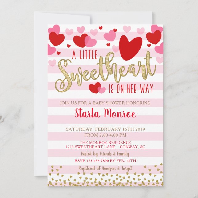 Invitación a Baby Shower de San Valentín (Anverso)