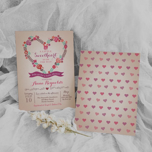 Invitación a Baby Shower de San Valentín con coraz (Subido por el creador)
