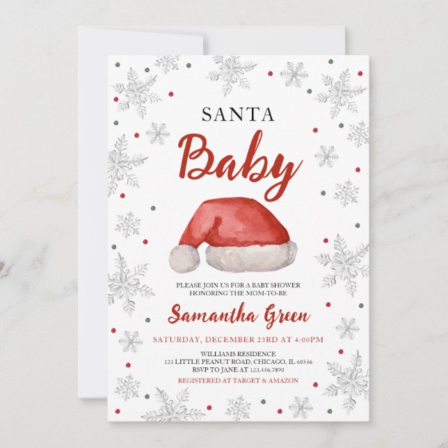 Invitación a Baby Shower de Santa Baby (Anverso)
