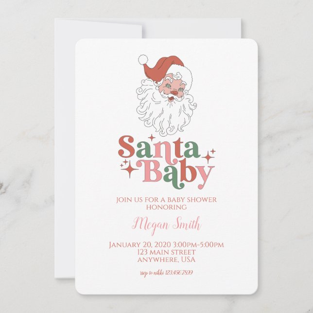Invitación a Baby Shower de Santa Baby Retro (Anverso)