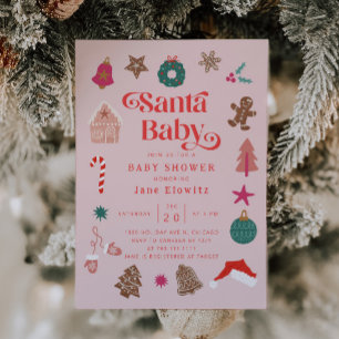 Invitación a Baby Shower de Santa Bebé Navidades