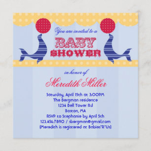 Invitación a Baby Shower de sello de circo