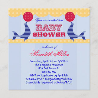 Invitación a Baby Shower de sello de circo