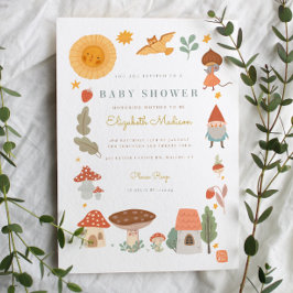 Invitación a Baby Shower de setas forestales de Wo