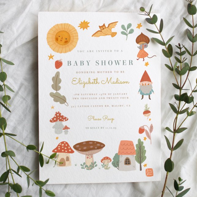Invitación a Baby Shower de setas forestales de Wo (Subido por el creador)