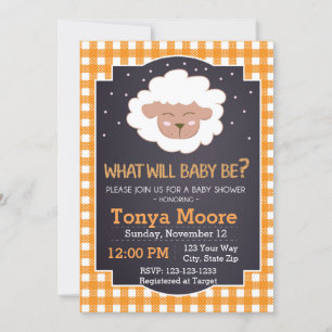 Invitación a Baby Shower de sexo revelar ovejas
