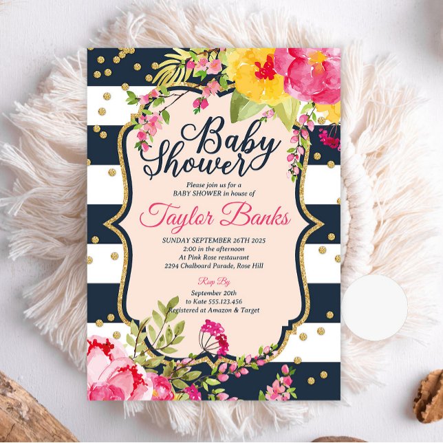 Invitación a Baby Shower de Shabby Chic | Floral (Subido por el creador)