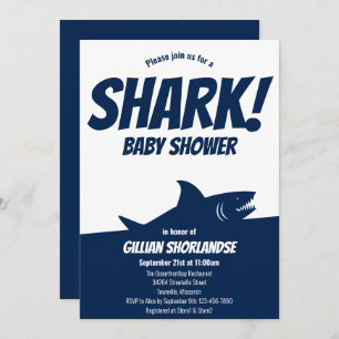 Invitación a Baby Shower de Shark Dark Blue