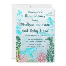 Invitación a Baby Shower de Shark, Ocean, Sea Life