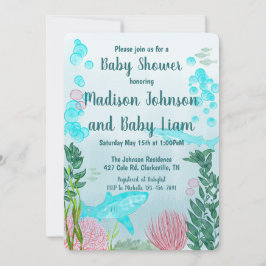 Invitación a Baby Shower de Shark, Ocean, Sea Life