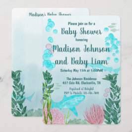 Invitación a Baby Shower de Shark, Ocean, Sea Life