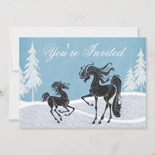 Invitación a Baby Shower de Silhouette Horse Winte (Anverso)