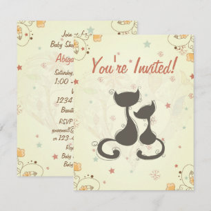 Invitación a Baby Shower de Silhouette Mom Cat y K