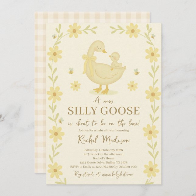 Invitación a Baby Shower de Silly Goose (Anverso / Reverso)
