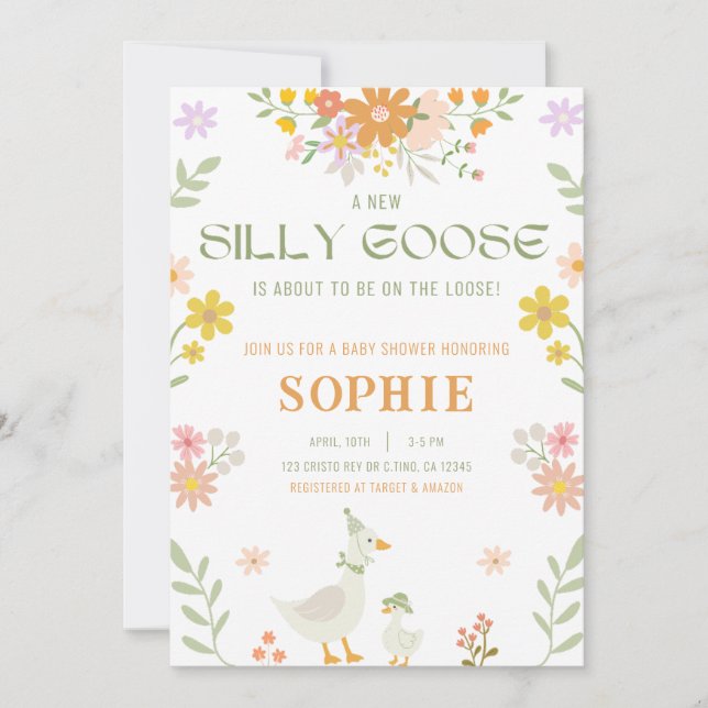Invitación a Baby Shower de Silly Goose (Anverso)