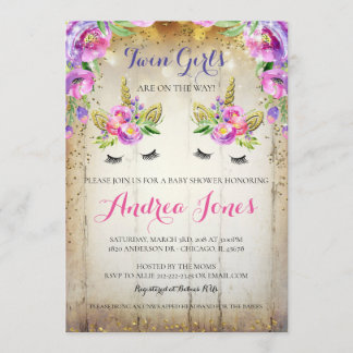 Invitación a Baby Shower de Silver Purpurina Flora
