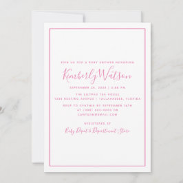 Invitación a Baby Shower de simplicidad | Rosa