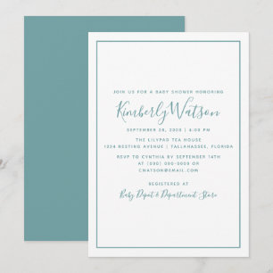 Invitación a Baby Shower de simplicidad   Turquesa