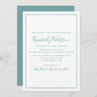 Invitación a Baby Shower de simplicidad | Turquesa