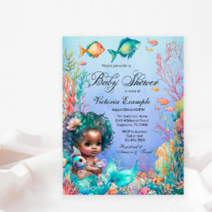 Invitación a Baby Shower de sirena africana