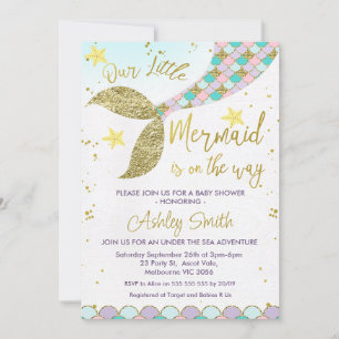 Invitación a Baby Shower de Sirena bajo el mar