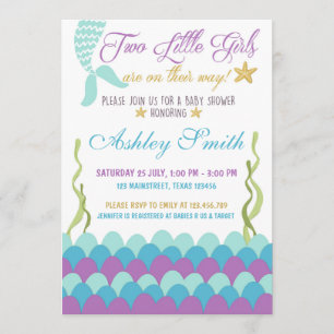 Invitación a Baby Shower de Sirena Bajo El Mar Gem