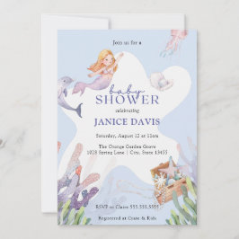 Invitación a Baby Shower de sirena ilustrada
