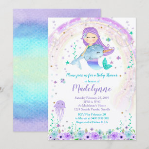 Invitación a Baby Shower de Sirena y Narwhal