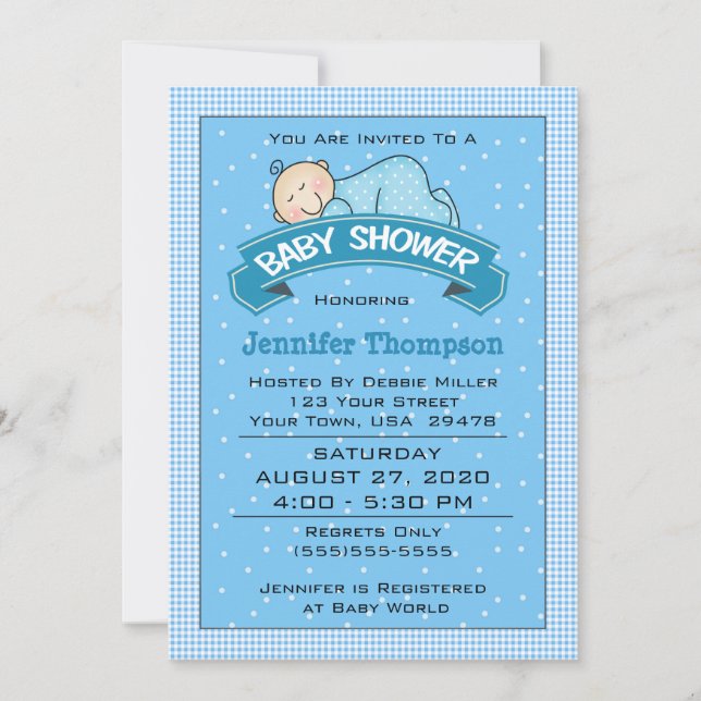 Invitación a Baby Shower de Sleeping Boy (Anverso)