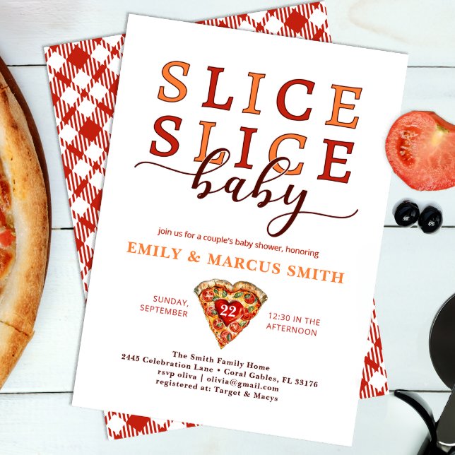 Invitación a Baby Shower de Slice Slice Baby Pizza (Slice Slice Baby Co Ed Baby Shower)