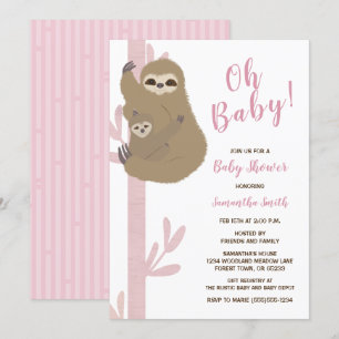 Invitación a Baby Shower de Sloth Chica