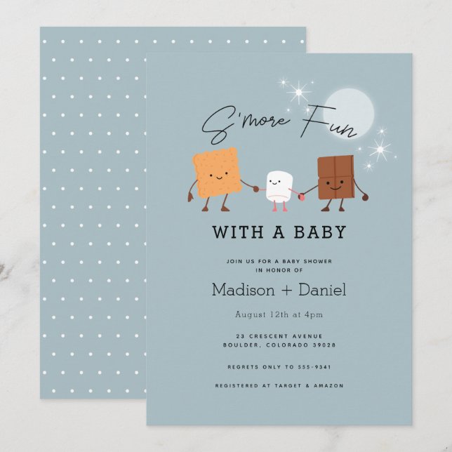 Invitación a Baby Shower de S'more Fun Campfire (Anverso / Reverso)