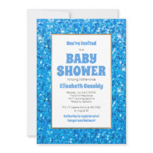 Invitación a Baby Shower de Sparkle Blue Purpurina