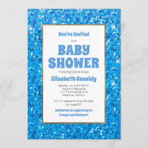 Invitación a Baby Shower de Sparkle Blue Purpurina