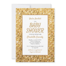 Invitación a Baby Shower de Sparkle Gold Purpurina
